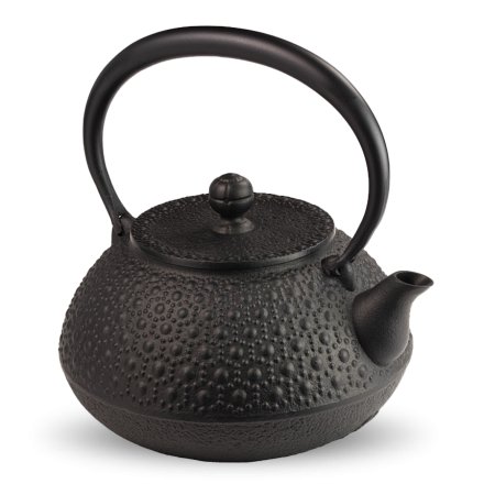 Iwachu Japanese Iron Teapot Tetsubin Gold and Black Chrysanthemum